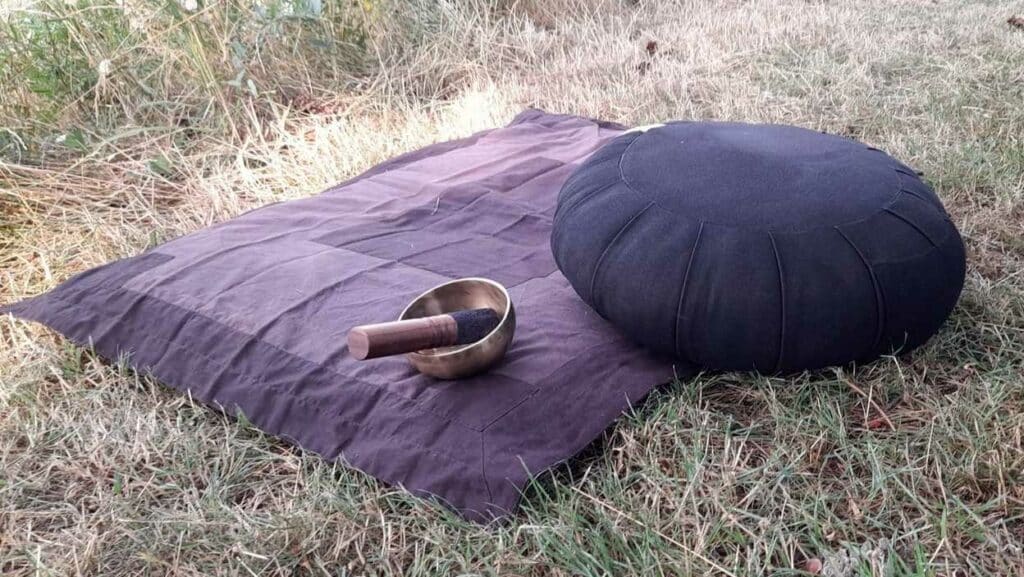 Zafu posé sur un zagu en attente du zazen